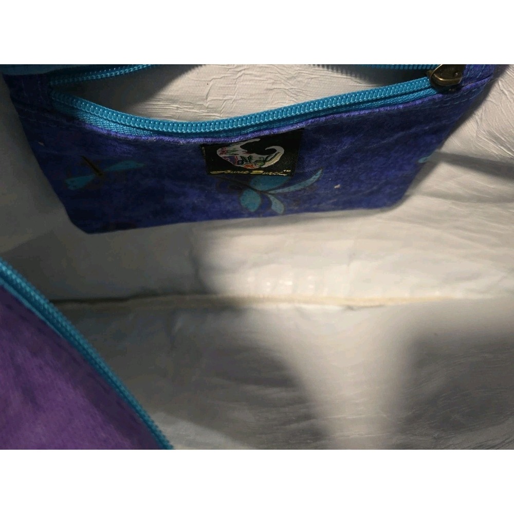 Laurel Burch Blue Indigo Cats Painted Canvas Bag  Double Handle Purse Tote - Picture 6 of 7